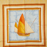 ディオール 船 ヨット モチーフ スカーフ ブラウン ブルー マルチカラー シルク レディース Dior 【中古】